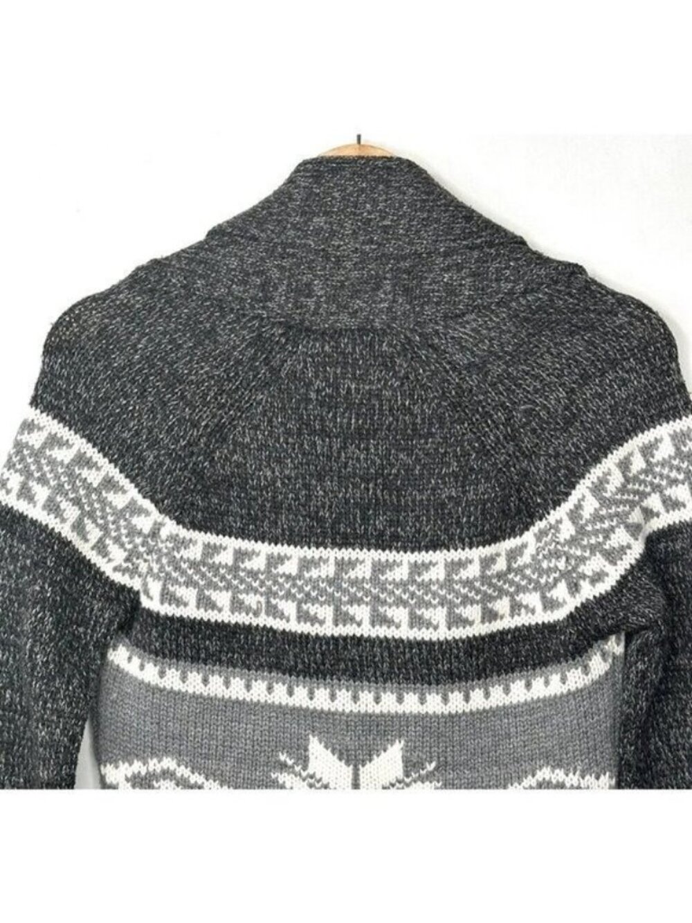 Blue Notes Shawl Collar Cardigan Womens S Gray Fair Isle Snowflake Cozy Knit - Picture 5 of 13